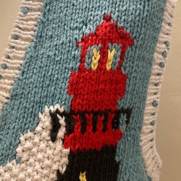 Eagle's Eye Vintage Lighthouse Coastal Themed Cardigan Sweater Vest Womens Sz L - Picture 11 of 16